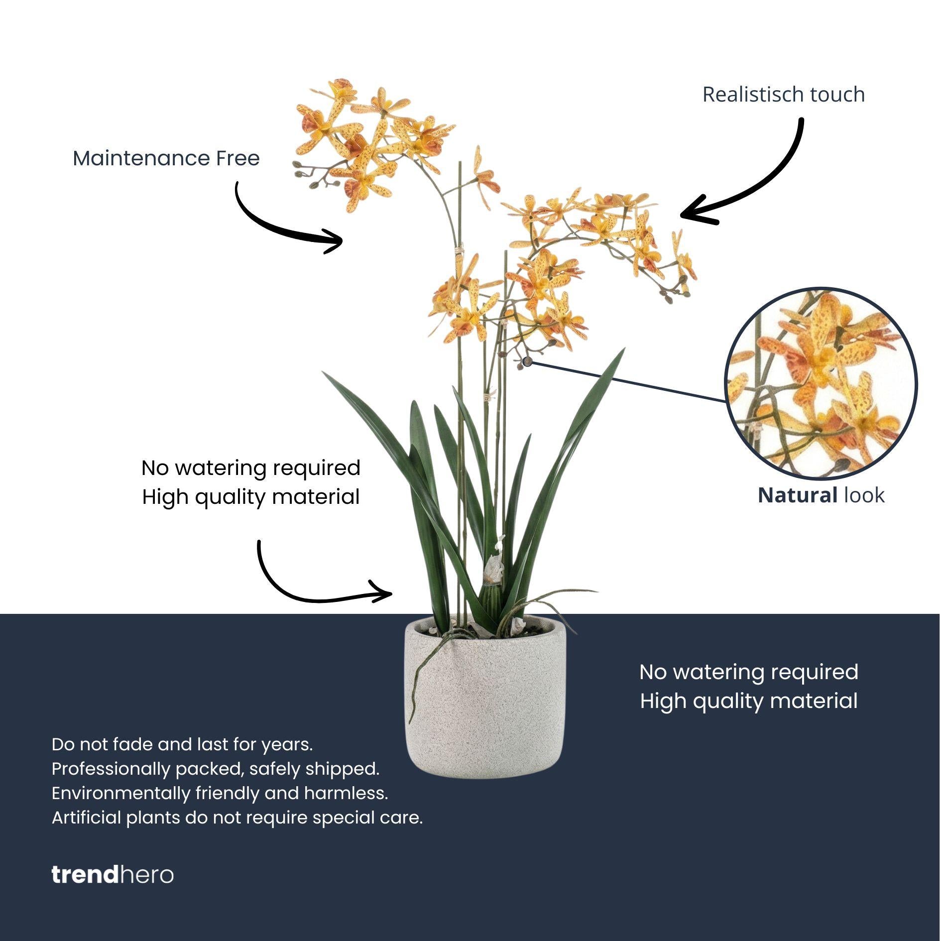 Renanthera Orchidee gelb & Oranje im Topf, 56 cm, Kunstpflanze