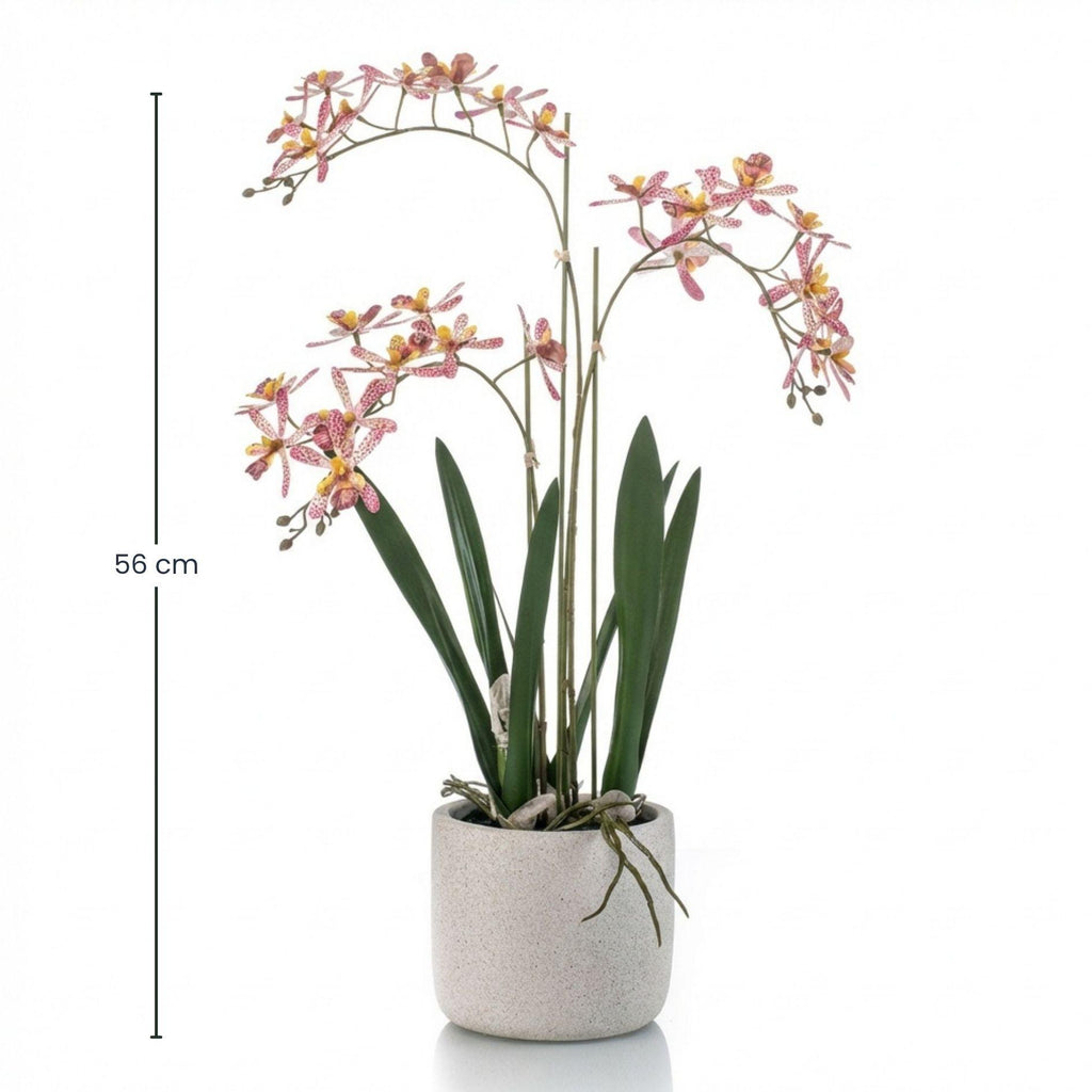 Renanthera Orchidee rosa im Topf, 56 cm, Kunstpflanze