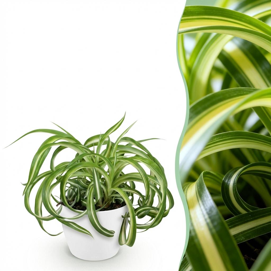 Green boutiQ, Zimmerpflanze, Chlorophytum comosum Bonnie, Lockige Graslilie, Haustierfreundliche Pflanze, Grün, Topf 12cm, Höhe 20cm