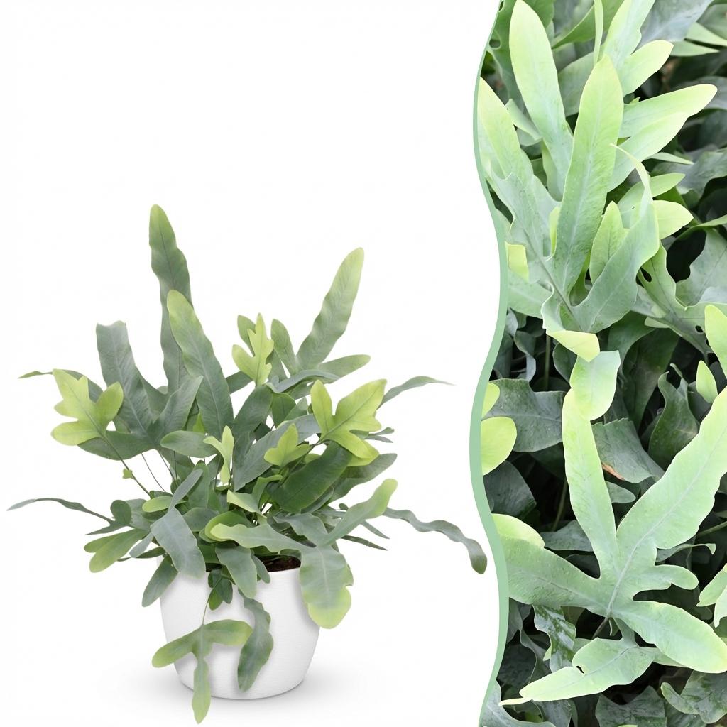 Green boutiQ, Zimmerpflanze, Phlebodium aureum Blue Star, Blaue Farn, Haustierfreundliche Pflanze, Blau, Topf 12cm, Höhe 25cm
