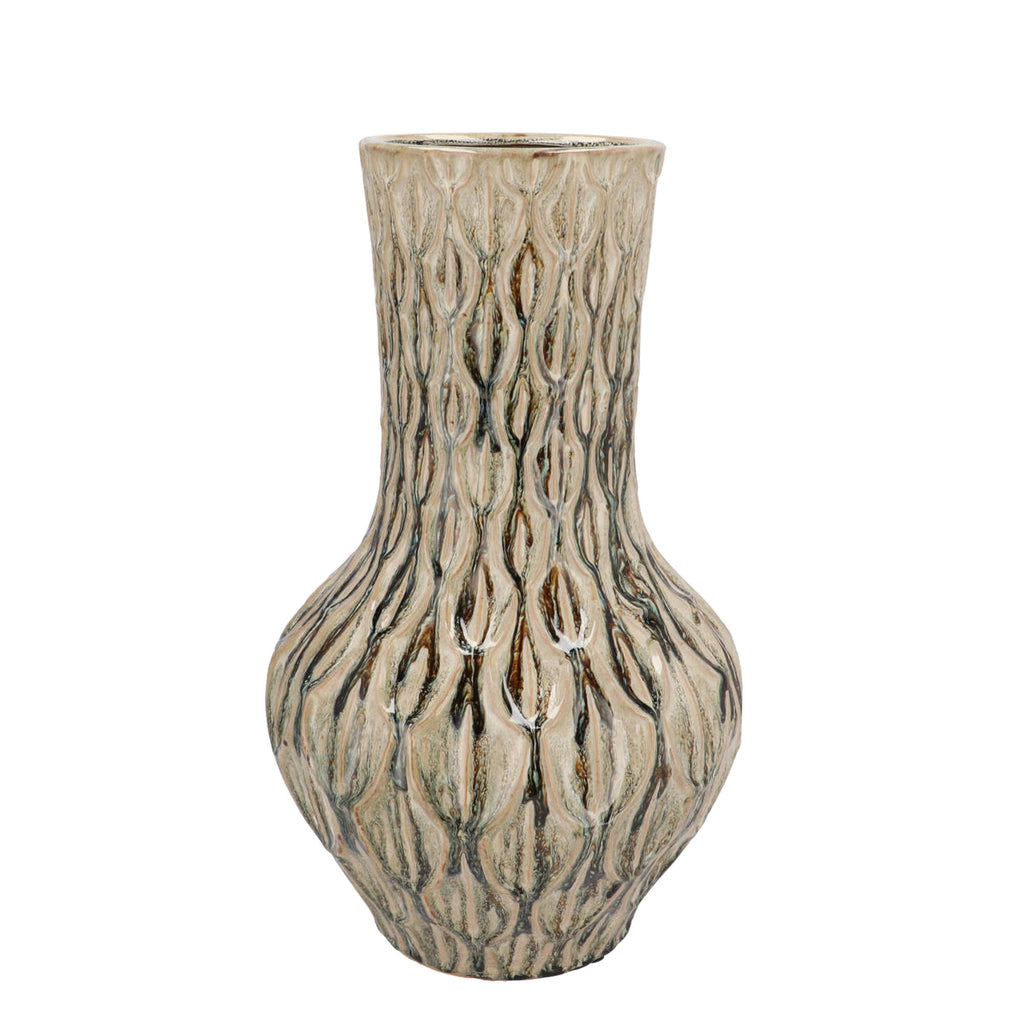 Vase aus Stein M, H39 W23, Boa Grün