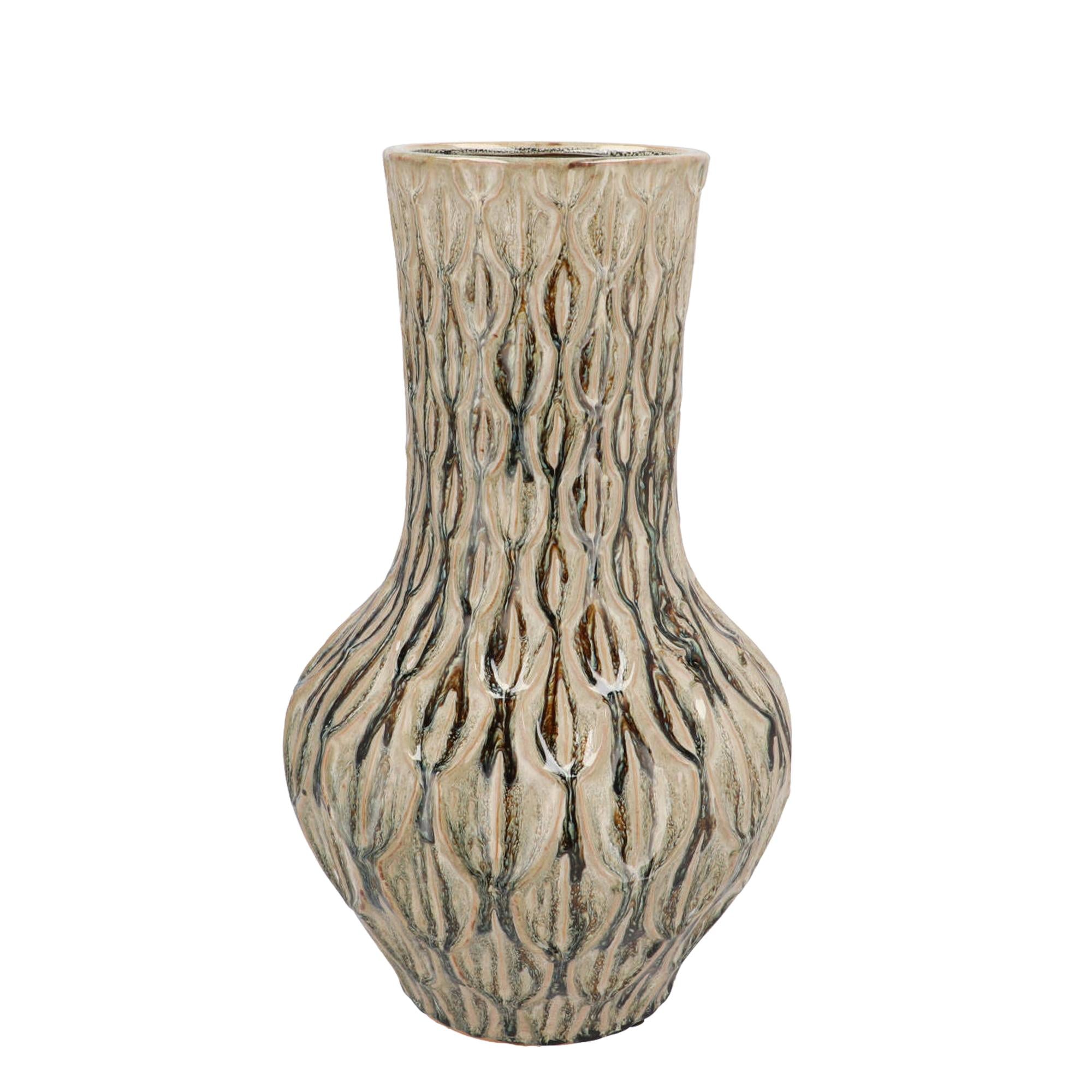 Vase aus Stein M, H39 W23, Boa Grün