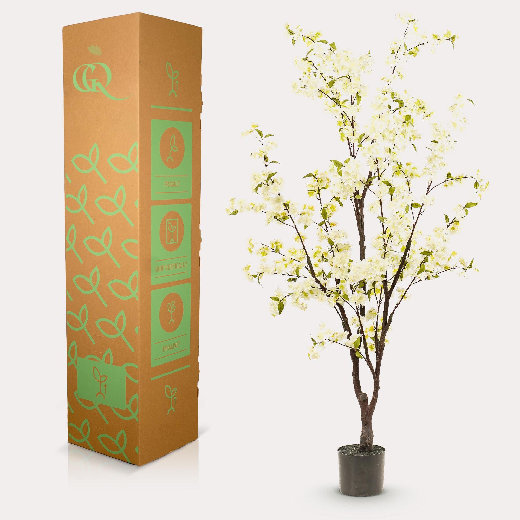Kunstpflanze, Prunus, Kersenbloesem, weiß, 175 cm