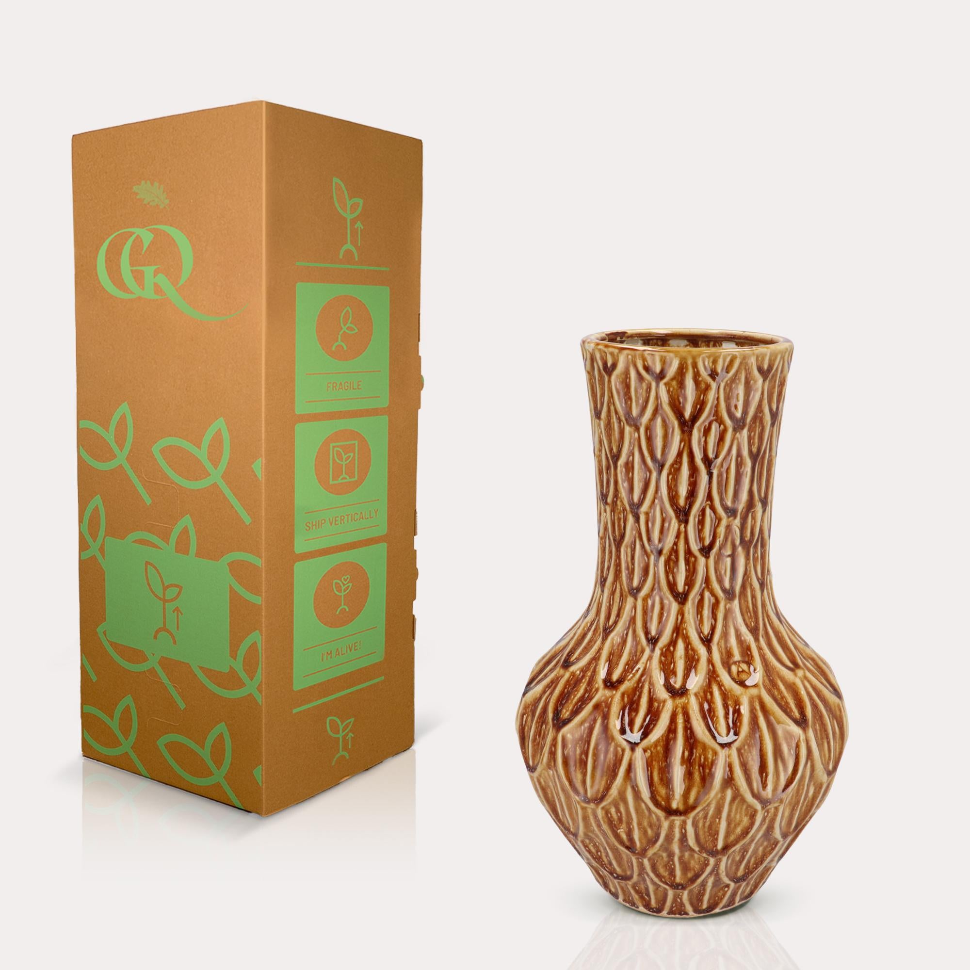 Vase aus Stein M, H39 W23, Boa Brown