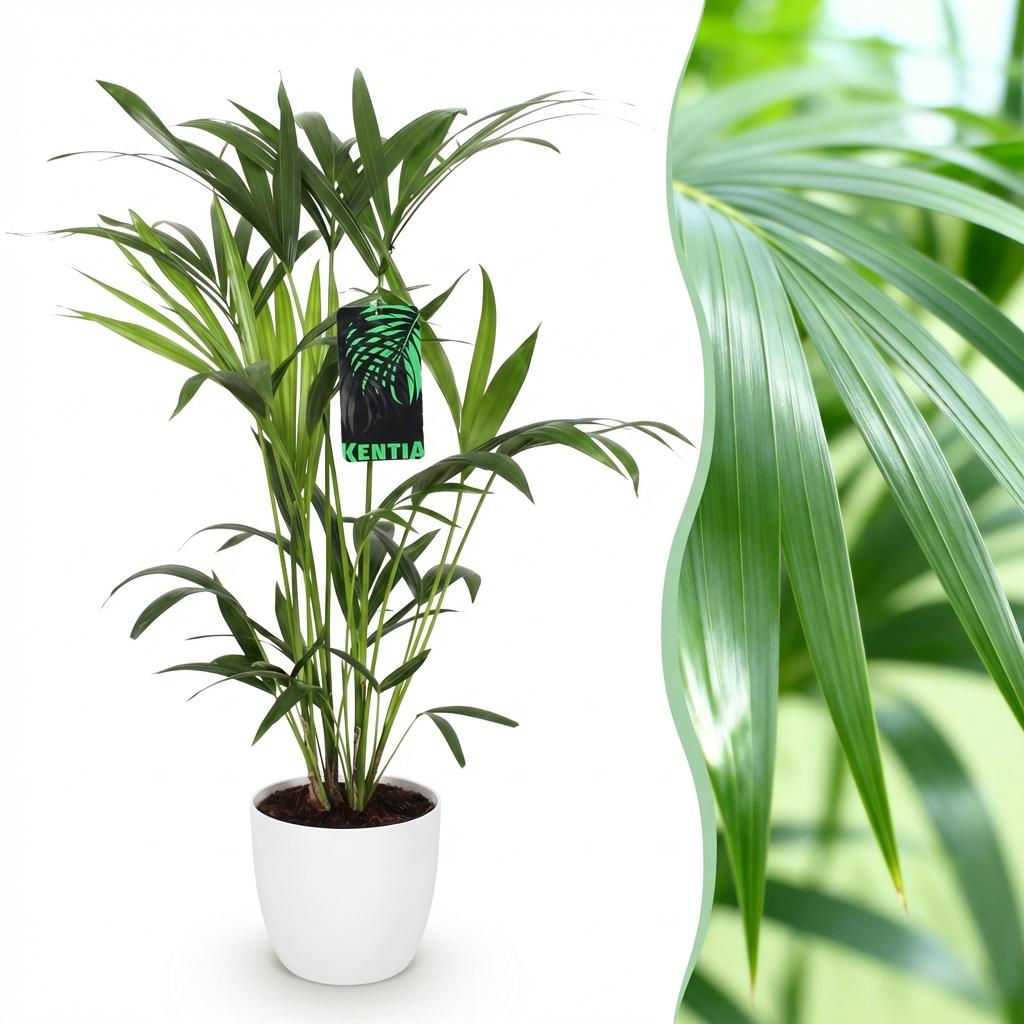 Green boutiQ, Zimmerpflanze, Howea Forsteriana, Kentia Palme, Wenig Pflege, Grün, Topf 19cm, Höhe 80, 85cm