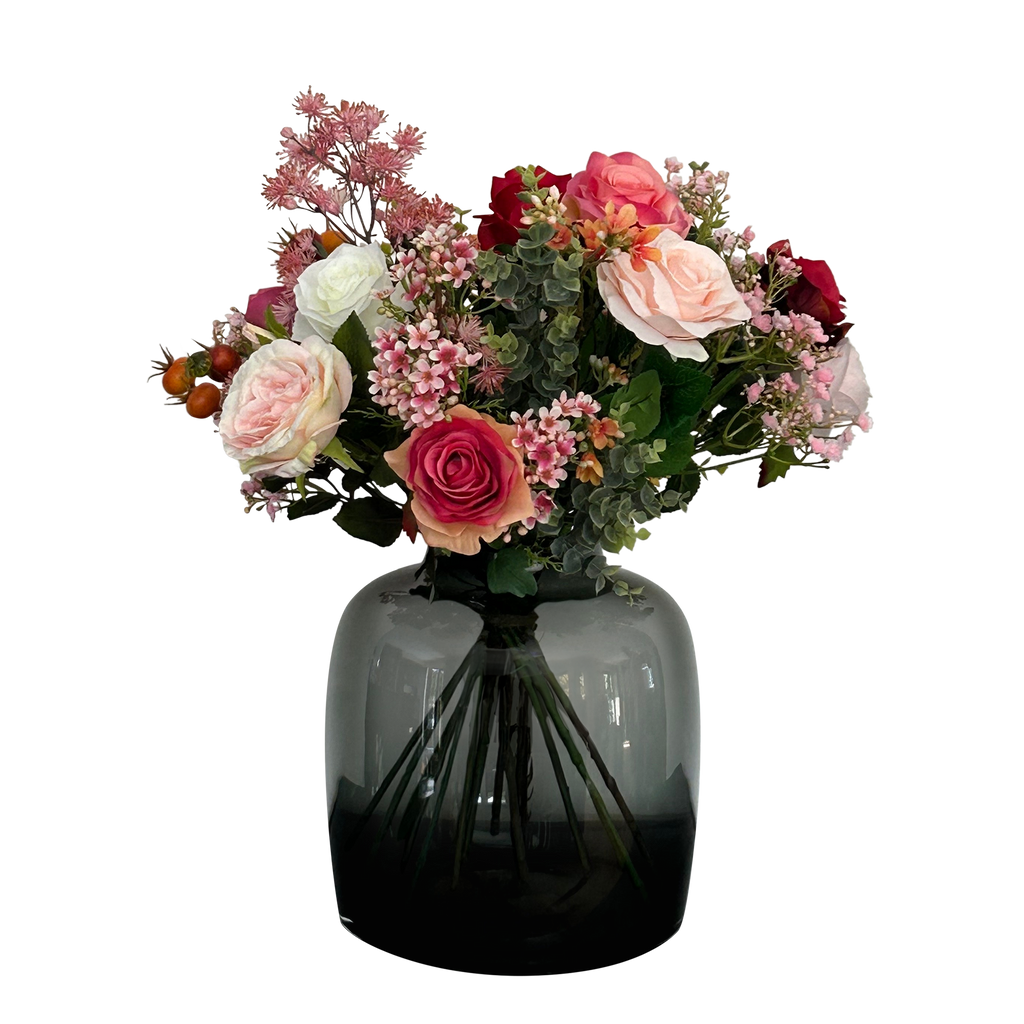 Kunstblumen, Bouquet M, Flame Roses, 45 cm
