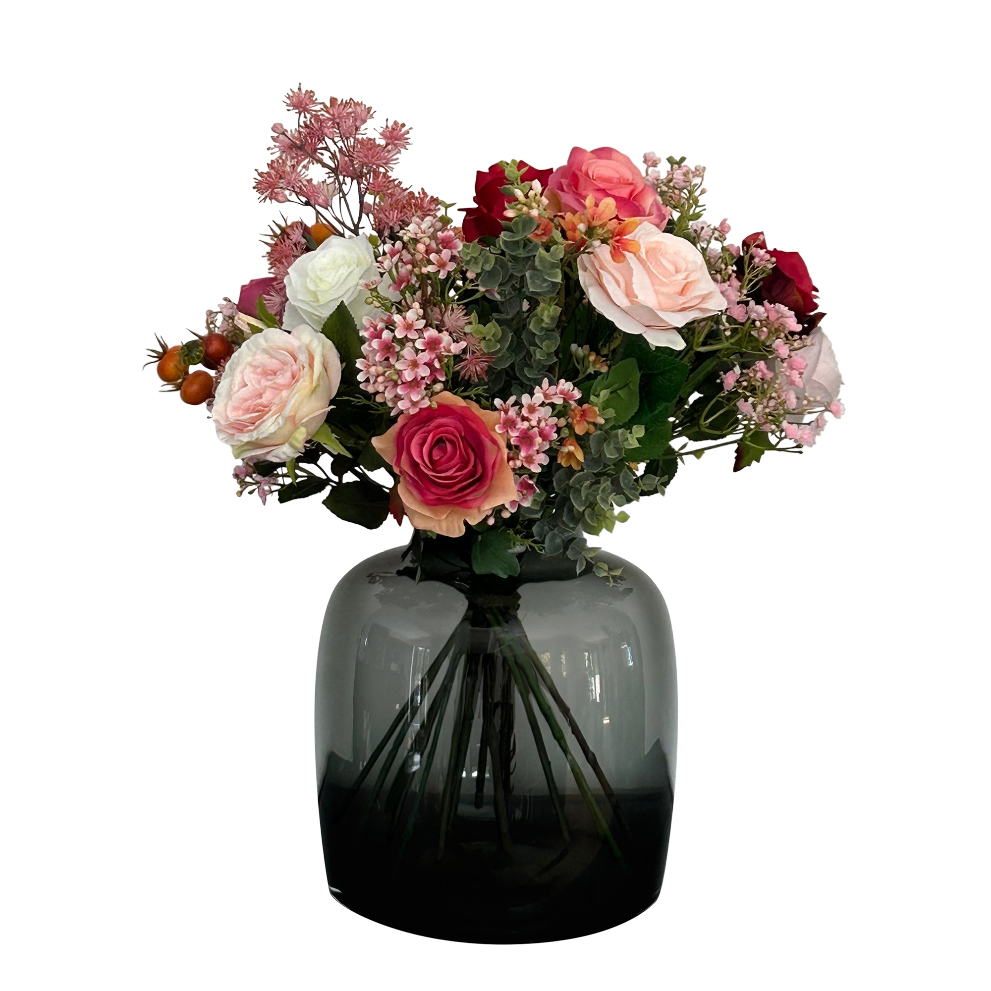 Kunstblumen, Bouquet M, Flame Roses, 45 cm